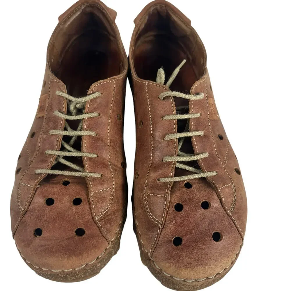 Josef Seibel Spirit of Nature Brown Leather Lace Up Comfort Shoe EU 37 US‎ 6-6.5